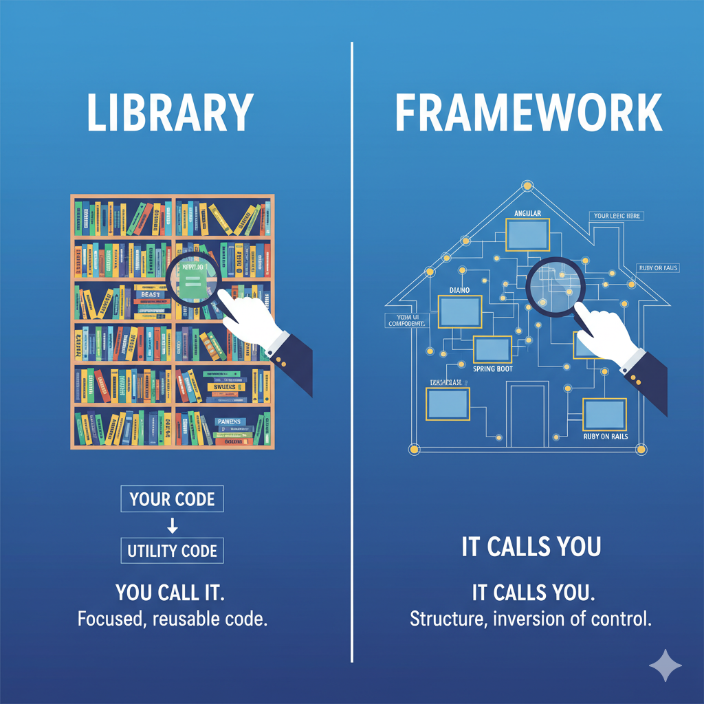 تفاوت کتابخانه و فریم ورک
